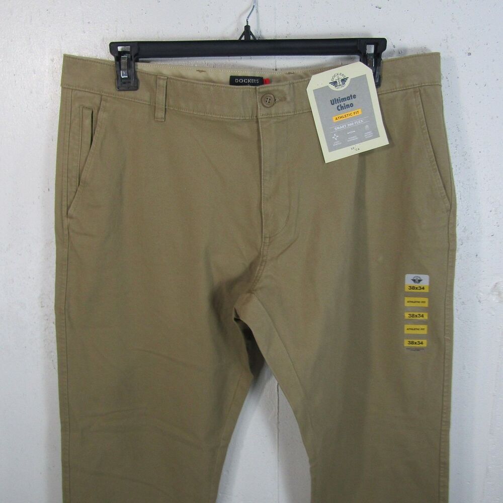 NWT Dockers Men's 38x34 Ultimate Chino Athletic Fit Smart 360 Flex Khaki Pants